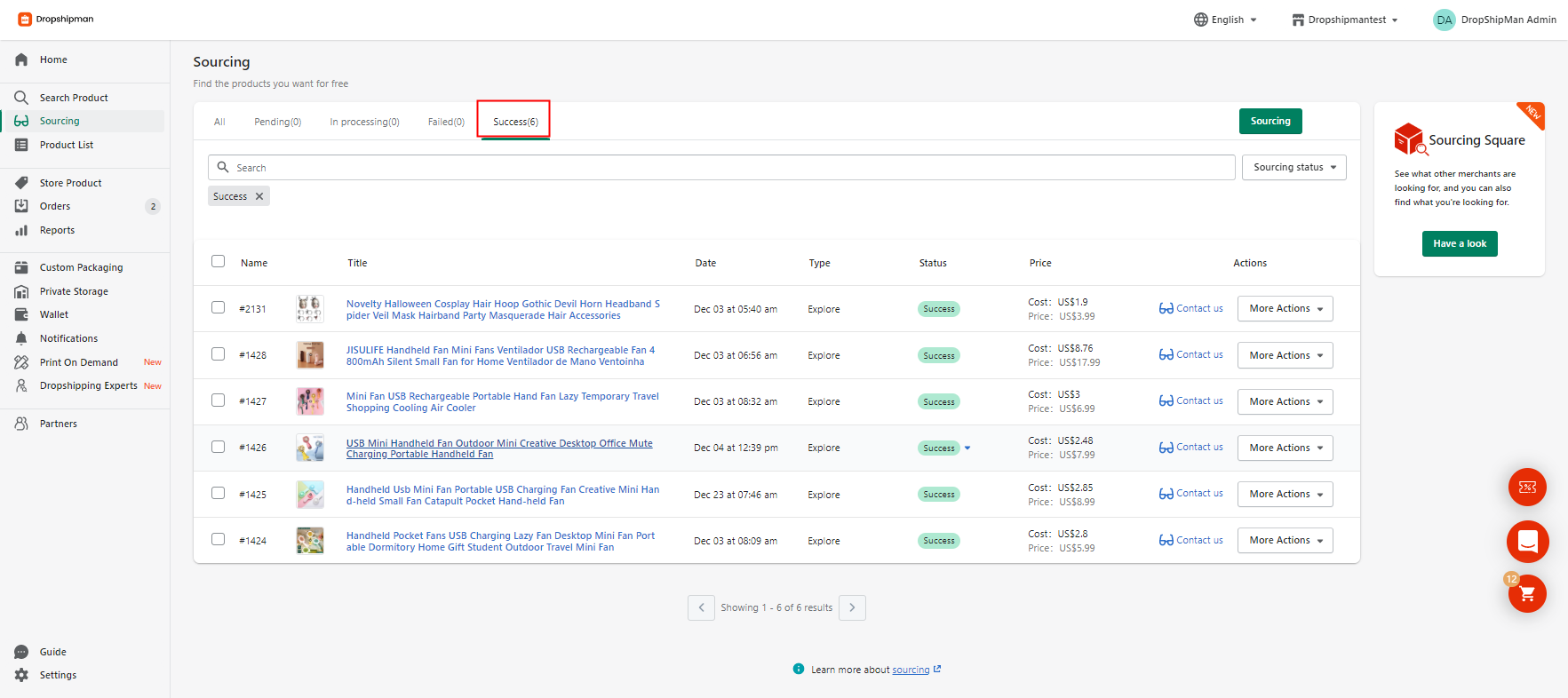 dropshipman-sourcing-success